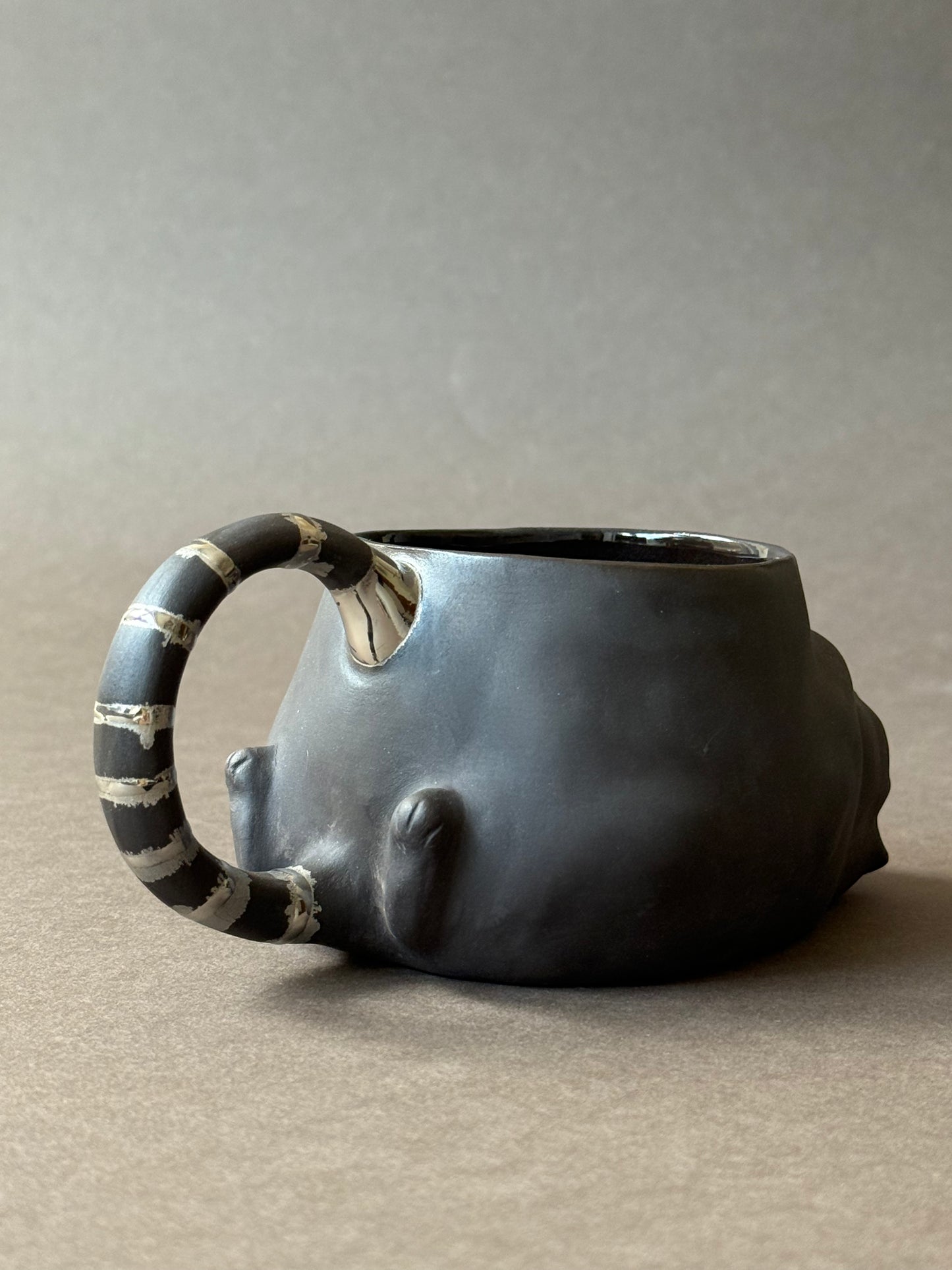 Semi-porcelain Cat with platinum striped tail