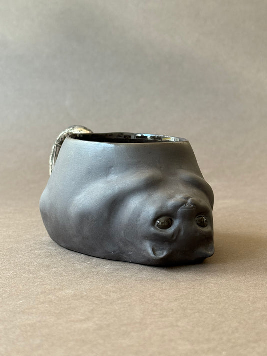 Semi-porcelain Cat with gold marble tail