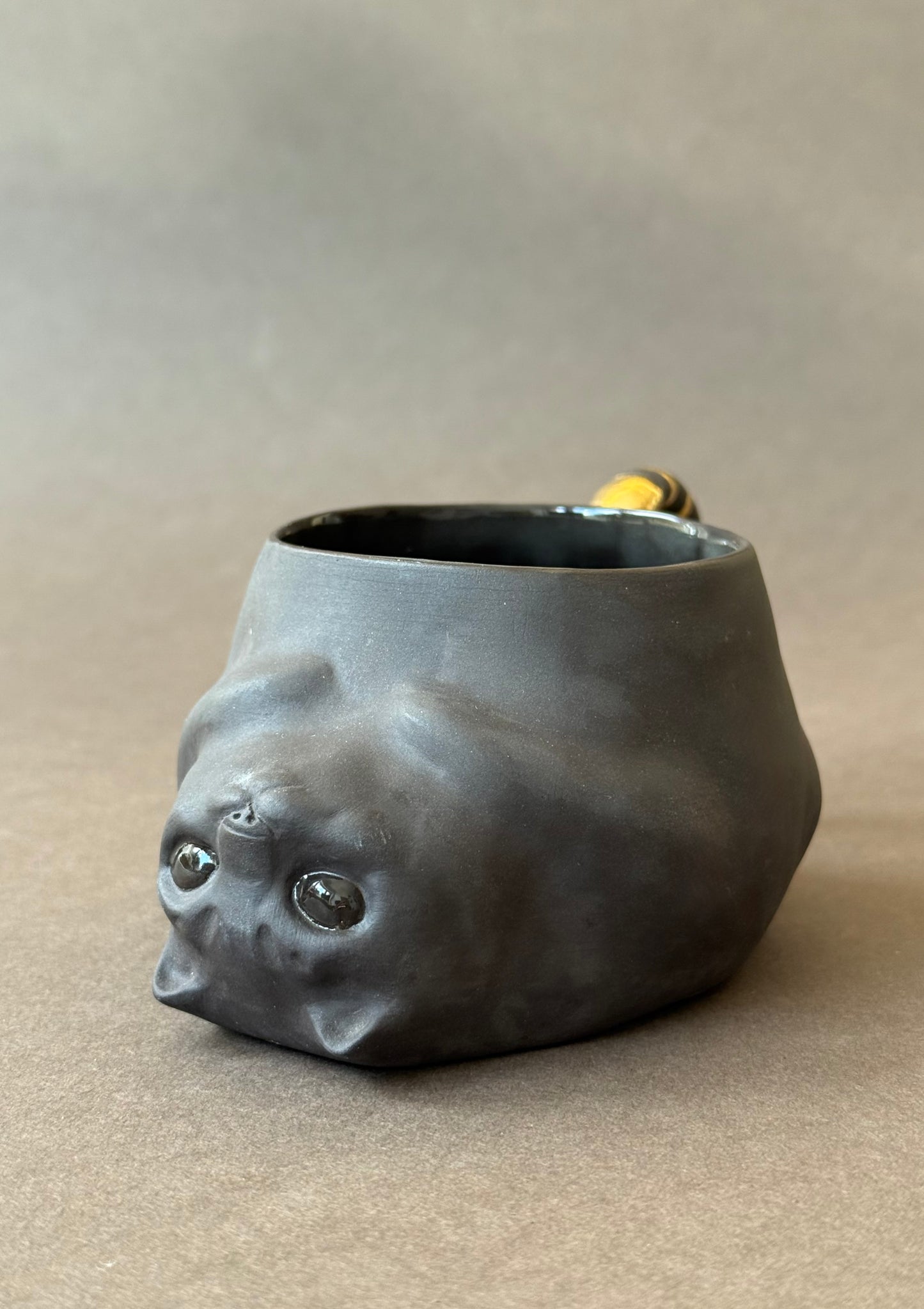 Semi-porcelain Cat with gold striped tail