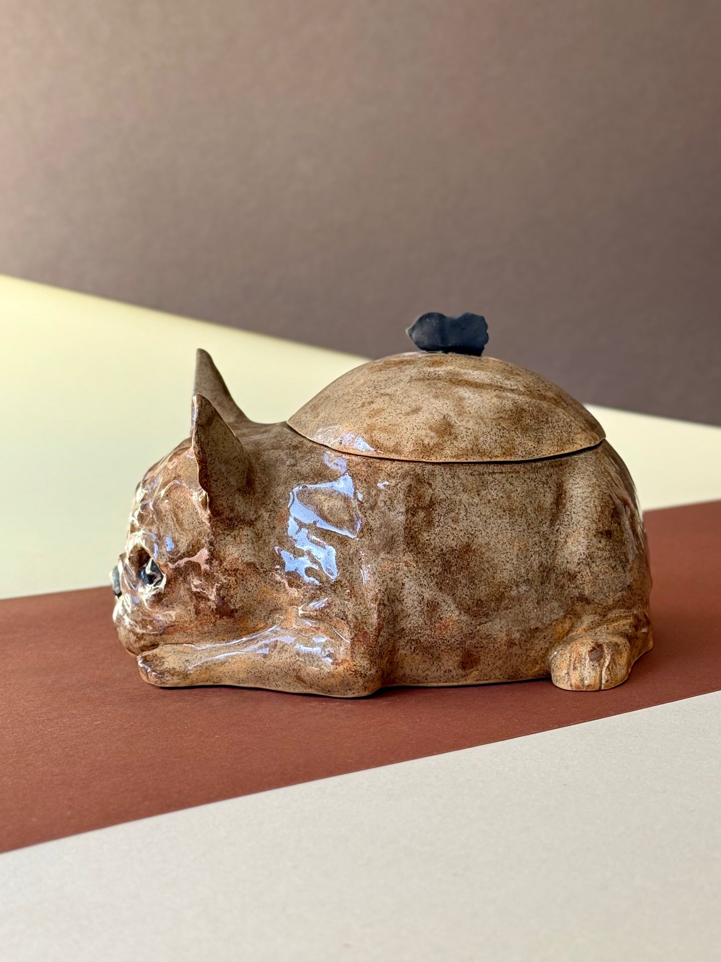 Vase with lid French Bulldog