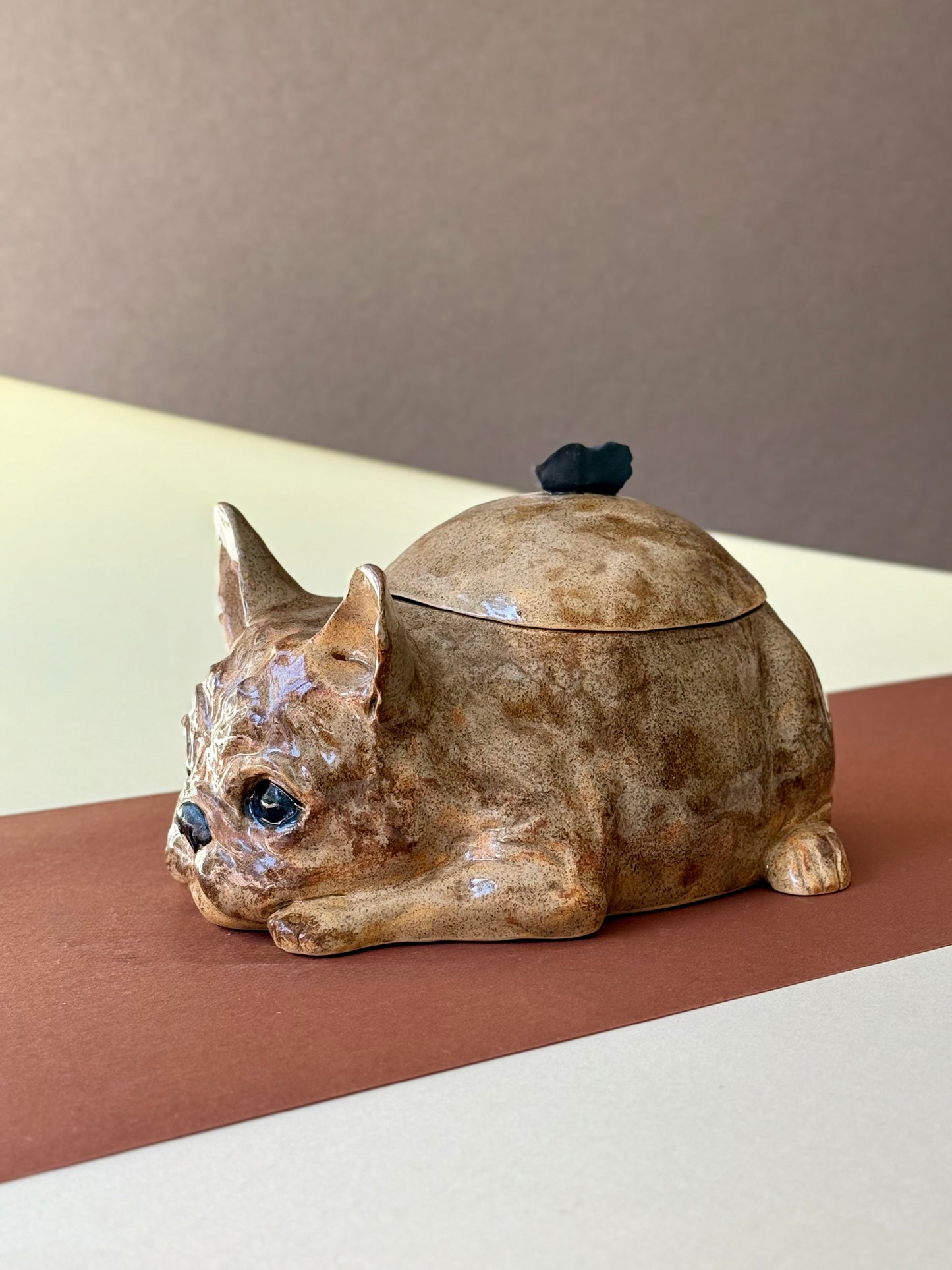 Vase with lid French Bulldog