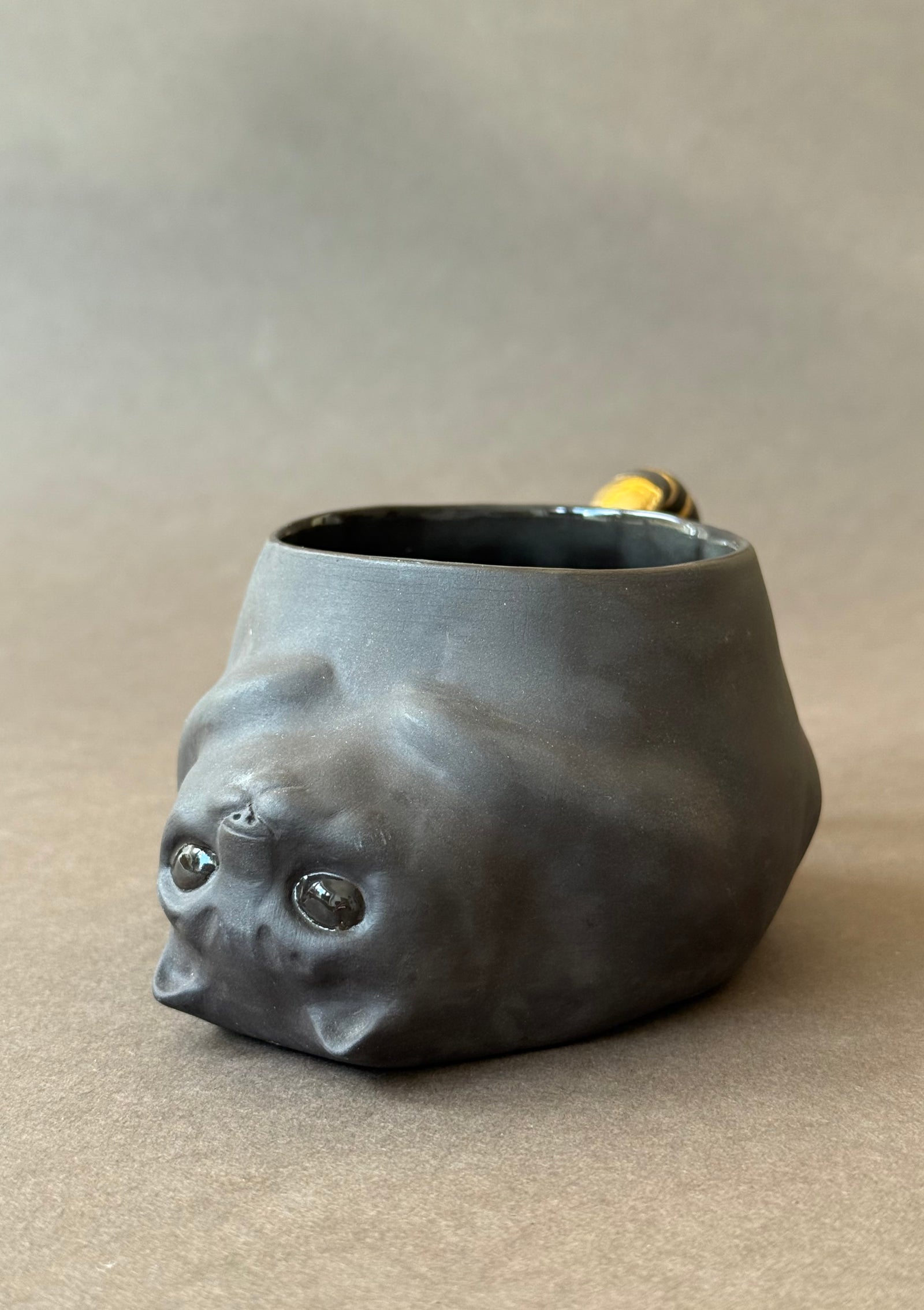 Semi-porcelain Cat with gold striped tail