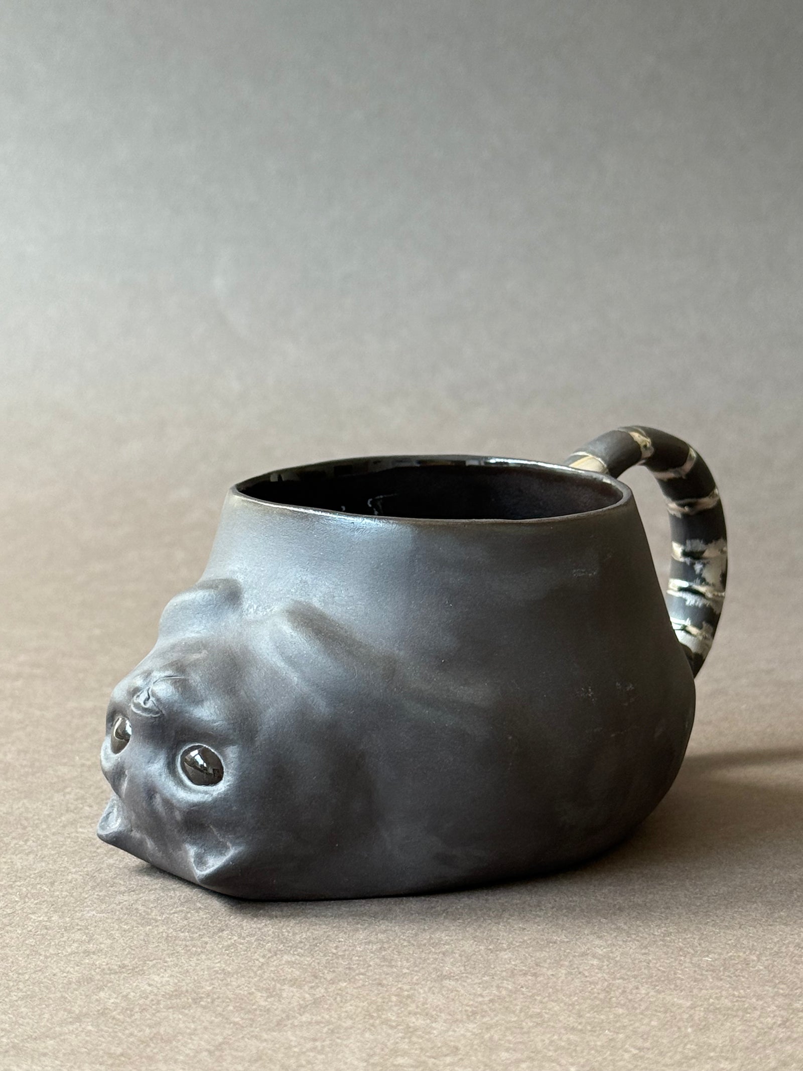 Semi-porcelain Cat with platinum striped tail